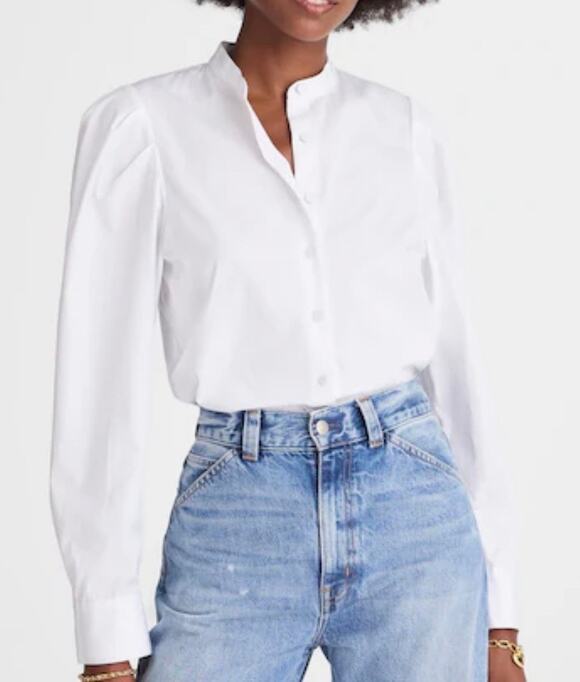 Madewell Tops - Madewell Puff-Sleeve Button-Up Shirt White Cotton Blouse XS NWT